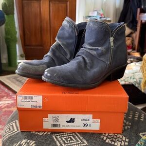 Miz Mooz Ocean, Distressed Suede Camile Ankle Boots- NEW